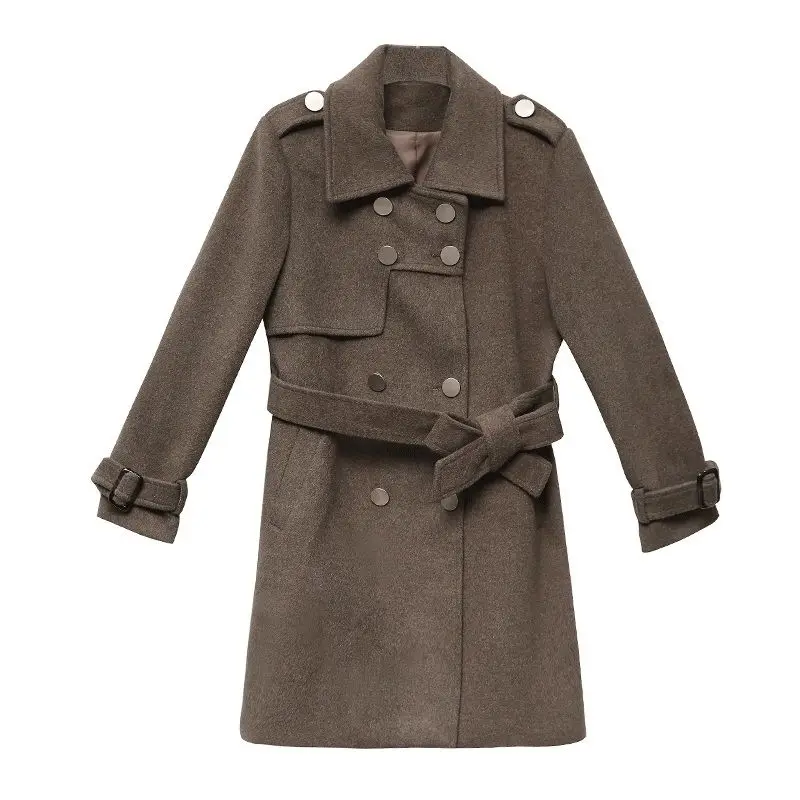 

Double-breasted Woolen Coat Women's 2020 Autumn Winter New Plus Cotton Wool Jacket With Fashion Female Short Overcoat Black Y631