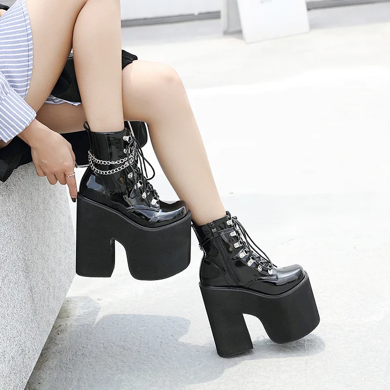 

HOKSZVY 2021 Winter Fashion Paragraph 17cm Nightclub Stage Female Shoes 34-43 Codes Stage Show Wedge High Heel Ankle Boots JXQ