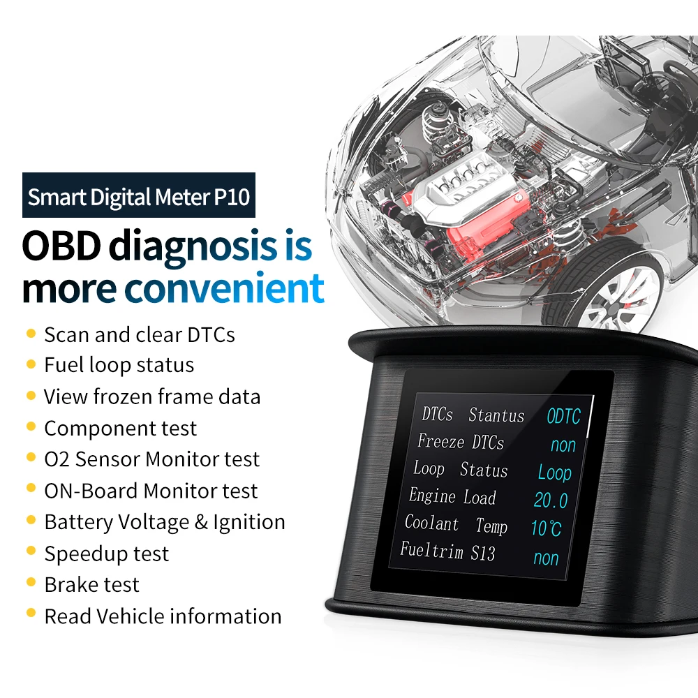 Автомобильный дисплей TIEDING P10 на бордборде HD obd2lcdкомпьютер для вождения