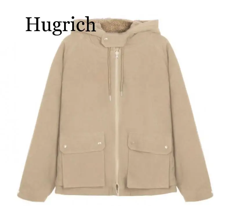 

Two Side Wear Sheep Velvet Women Coat Overalls Hooded Jacket 2020 Winter Warm Outwear female clothes grey khaki Coat