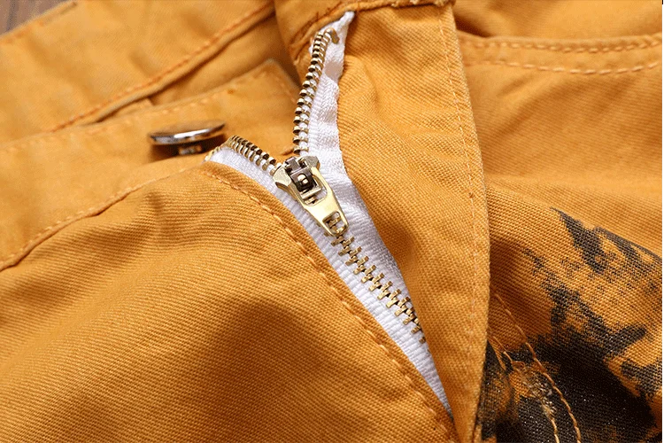 

Autumn New Men Hip hop Ink printed High street Slim Jeans Male High quality Casual Straight Denim trousers