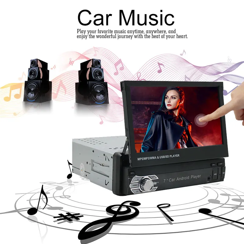 Выдвижной Автомобильный радиоприемник 1 Din для Android/IOS MP5 плеер GPS навигация 7