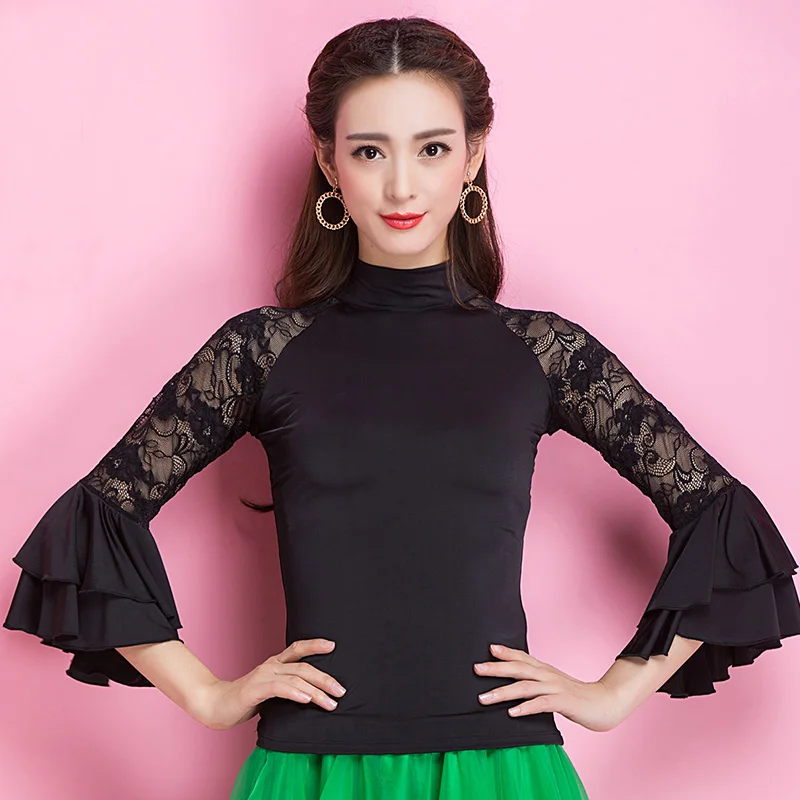 Модная Современная кружевная одежда для латиноамериканских танцев с длинным