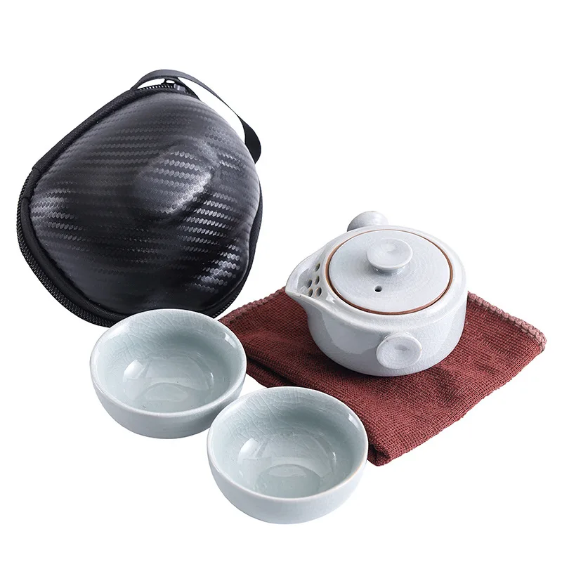 Portable Kungfu Tea Set Ceramic Teaset Simple Appearance Teaware Chinese Designer Travel One Teapot Two Cups Drinkware Gift Good | Дом и сад