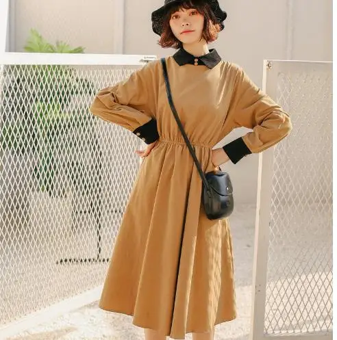 Mori Girl хлопковое вельветовое платье новинка 2020 весна осень женские милые длинные