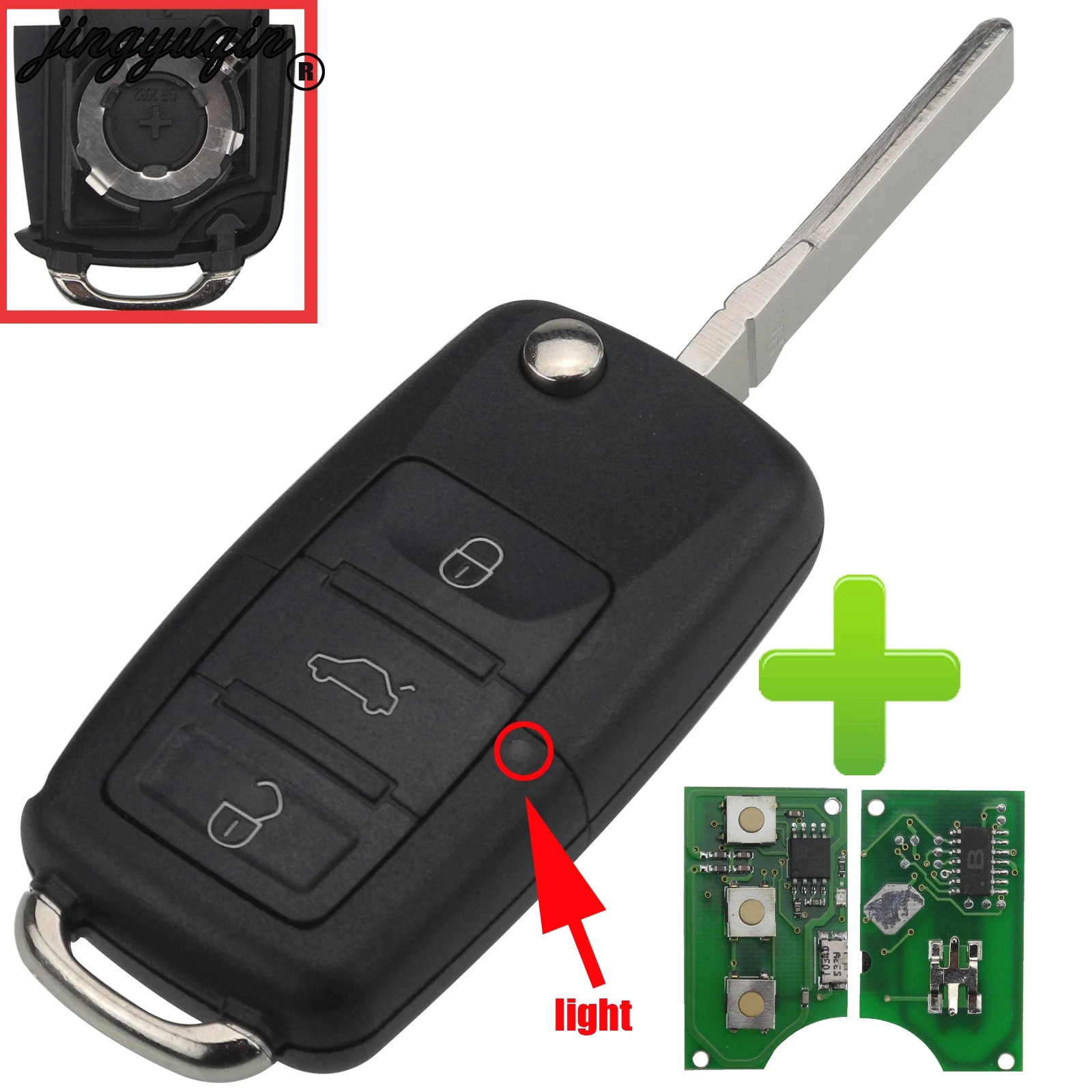 Дистанционный ключ jingyuqin для VW/VOLKSWAGEN CADDY/EOS/GOLF/JETTA/SIROCCO/TIGUAN/TOURAN 1J0959753 DA/AH/G с чипом
