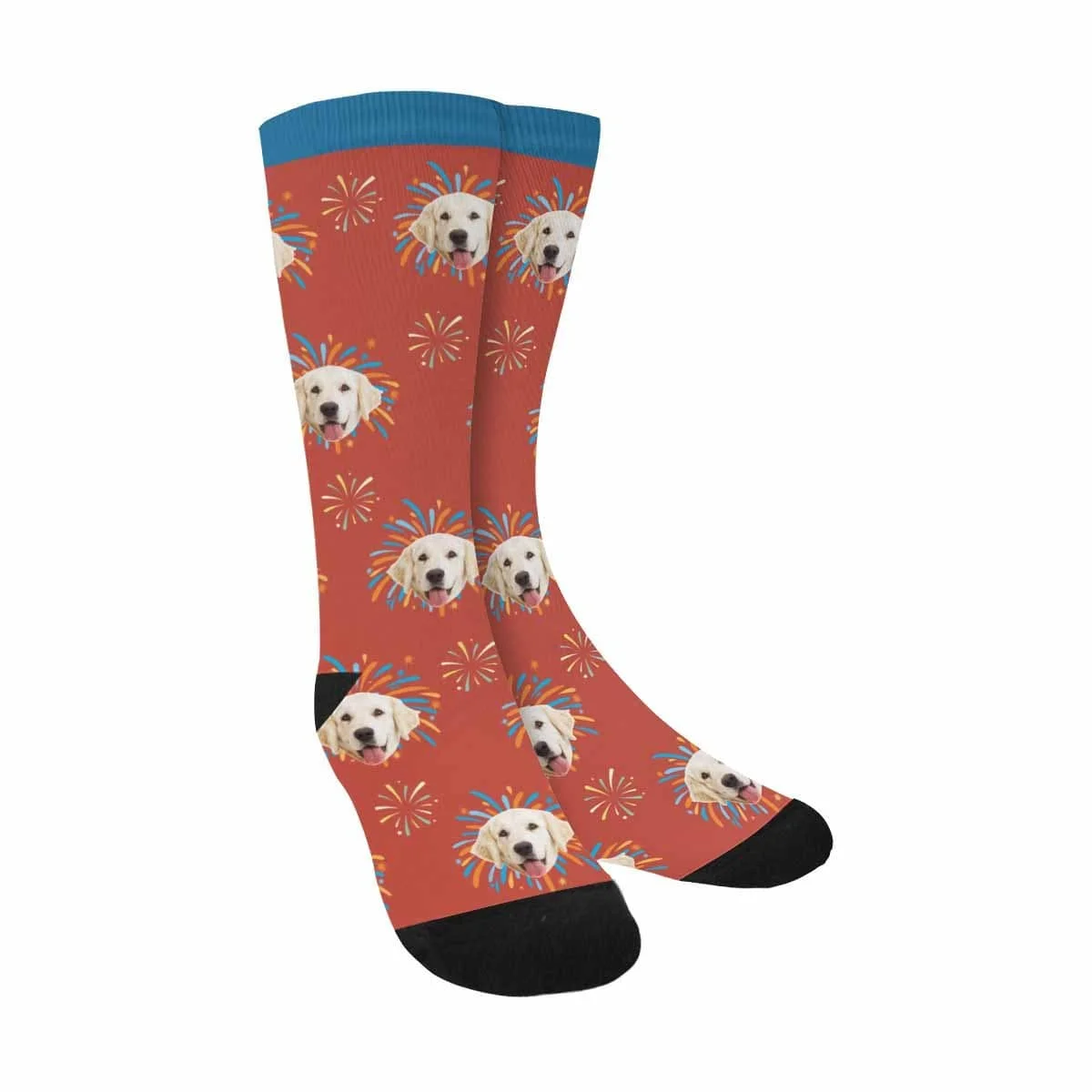 

Custom Face Dog Fireworks Sublimated Crew Socks
