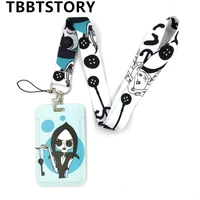 coraline horror cartoon anime lanyards keychain neck strap usb id badge case business bank credit card holders accessories