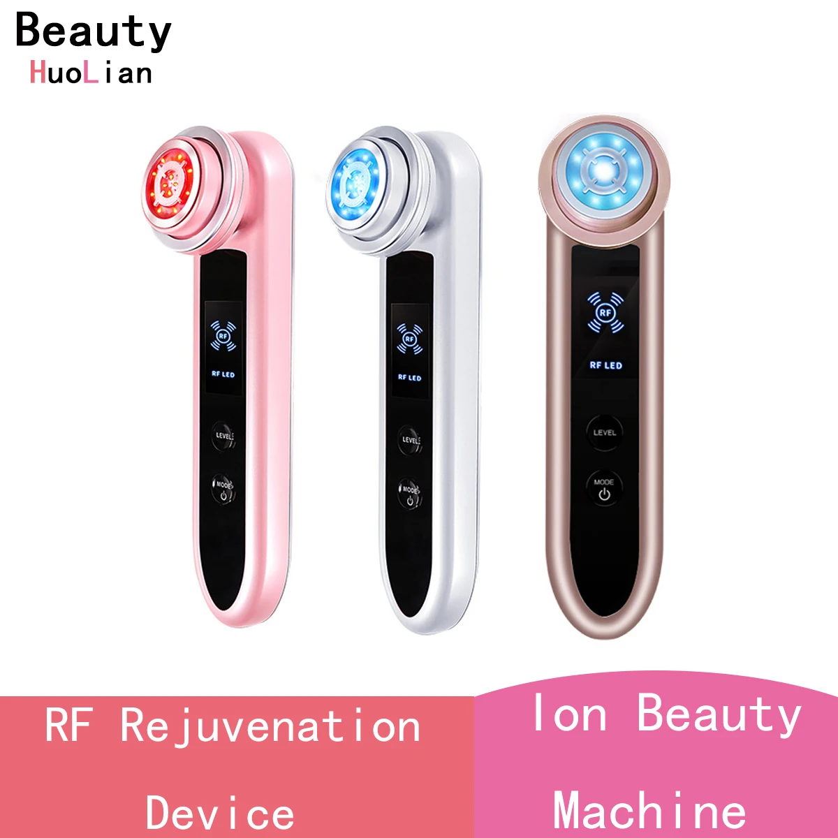 Facial Radio Frequency Beauty Instrument for Face Lifting Firming Red Blue Light Ion Import Export Device Using in Winter