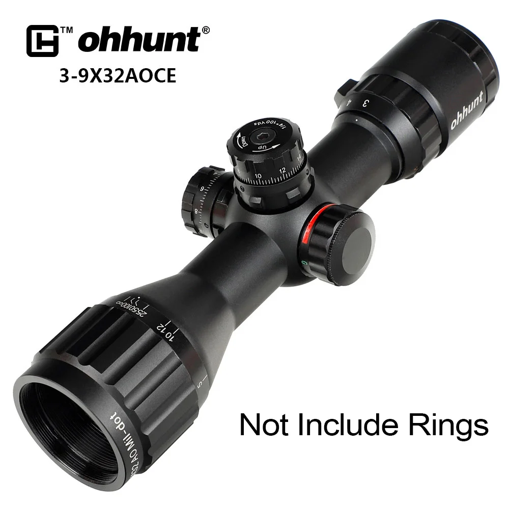 Ohhunt 3-9x32 AO компактная охотничья оптика 1/2 половина Mil точка сетка оптические прицелы башенки Блокировка с солнцезащитным козырьком тактический прицел - Цвет: Not Include Rings