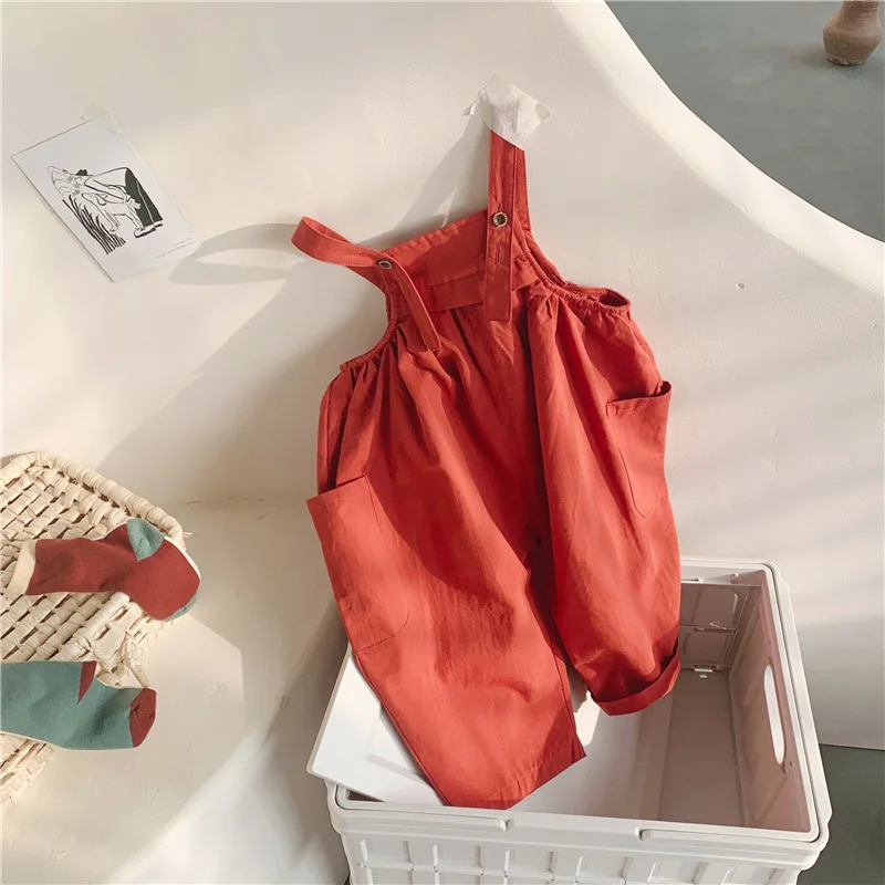 

2-7T Spring Summer Toddler Kids Baby Girl Overalls Pants Boys Brace Jumpsuit Loose Cargo Pants Rompers Sunsuit Playsuit