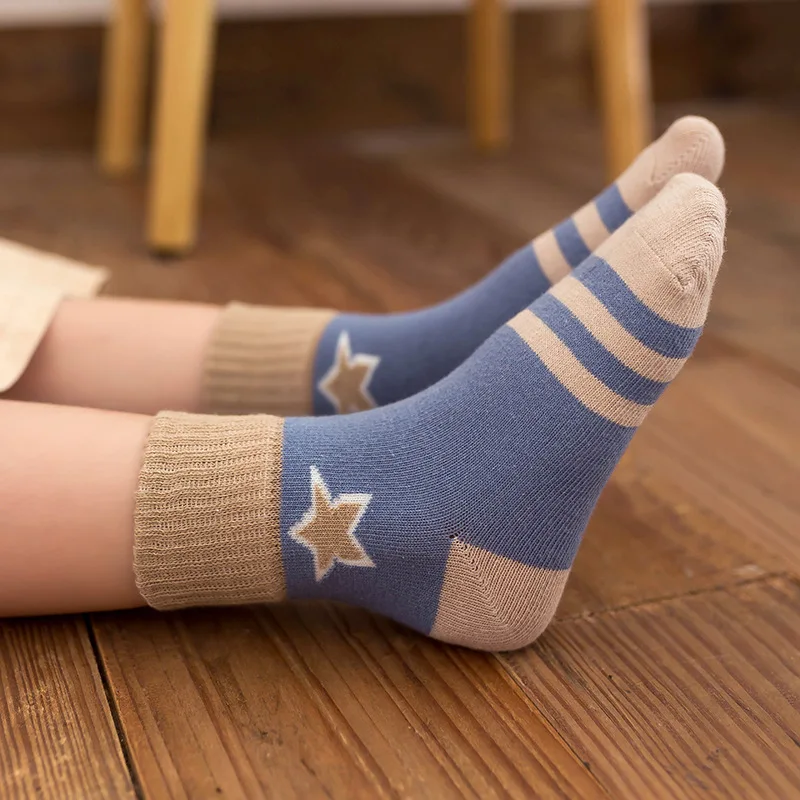 5 парт/Лот зимние осенние плотные детские носки со звездами для мальчиков и