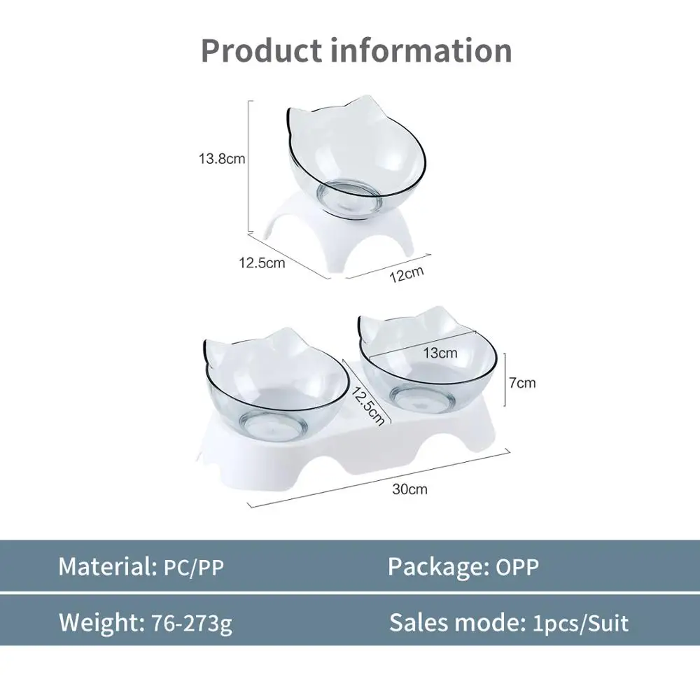 

Non-slip Feeder for cats Double Pet Bowls With Raised Stand Pet Food and Water Bowl For Cats Dogs Feeders Pet Products Cat Bowl