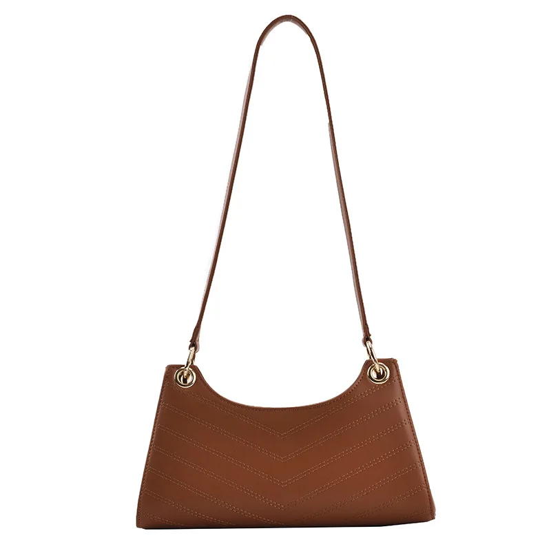 

Branded Women's New Small PU Leather Underarm Baguette Bags for Women 2021 Summer Lady Travel Shoulder Handbag Female
