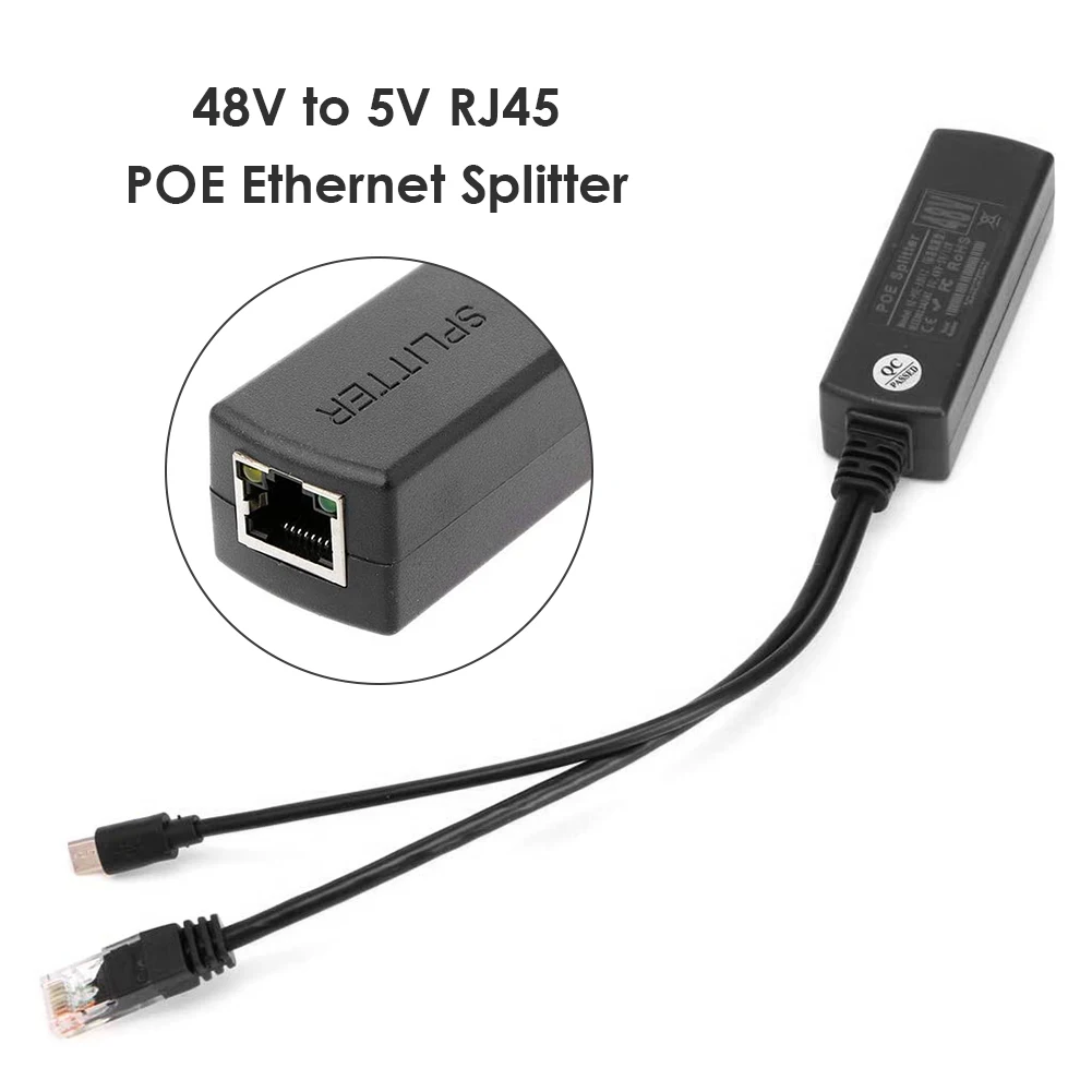 Ethernet Мощность над сплиттера 2.5KV RJ45 POE Комплект 48V 5V Micro USB модуль для переноски