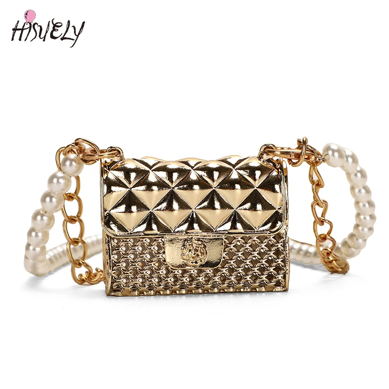 

Mini Women Purse Pearl Straps Gold Box Mini Crossbody Bag for Women 2021 Fashion Chain Shoulder Luxury Purse Lipstick/Keys Bag