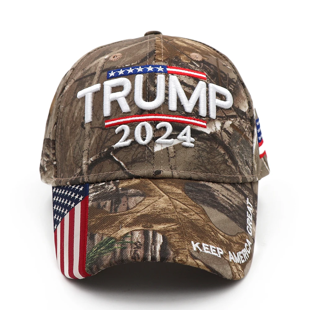 

Donald Trump 2024 Cap Camouflage USA Flag Baseball Caps Keep America Great Again Snapback President Hat 3D Embroidery Wholesale