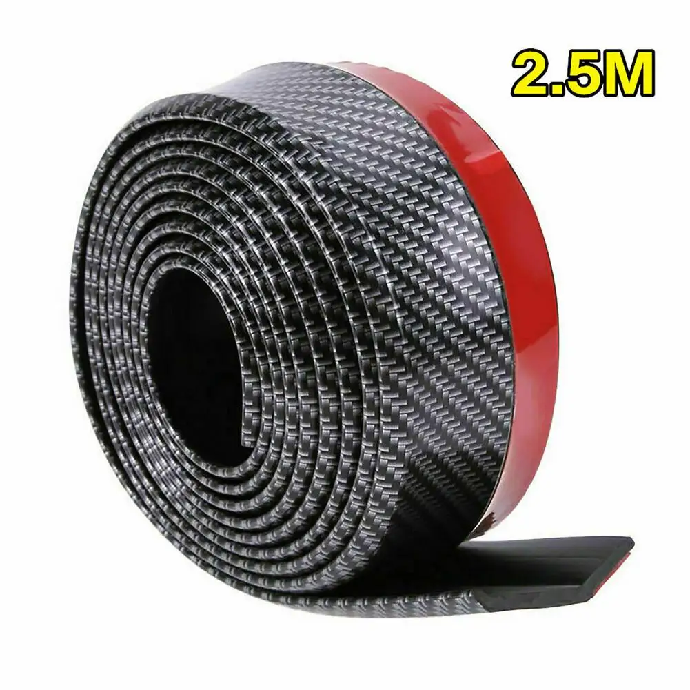 

2.5m Carbon Fiber Rubber Car Door Bumper Strip Car Sticker DIY Paste Protector Strip Car Door Sill Side Mirror Anti Scratch Tape