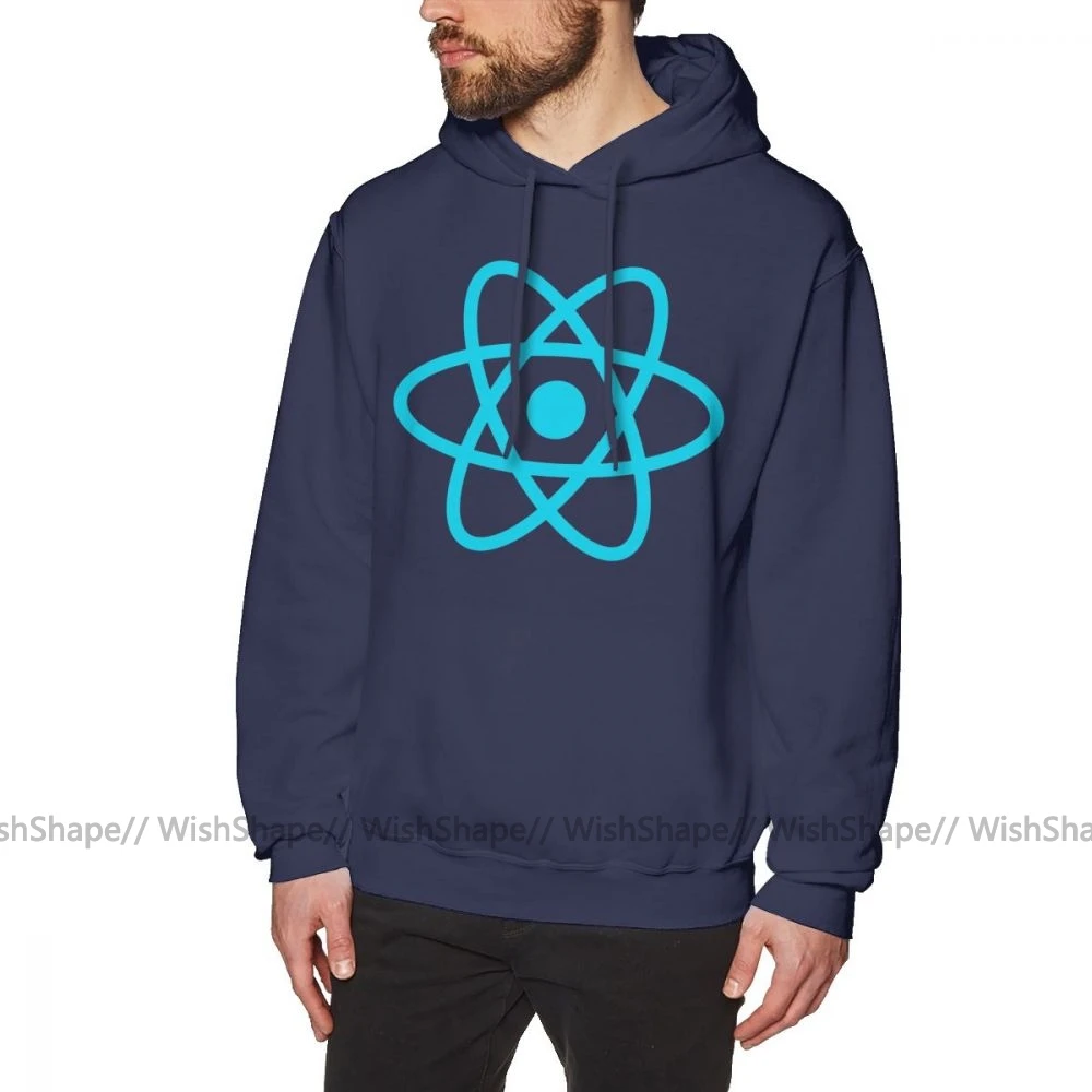Javascript худи React толстовки большого размера крутой пуловер Толстовка длинная Осенняя мужская уличная хлопковая черная толстовка - Цвет: Navy Blue