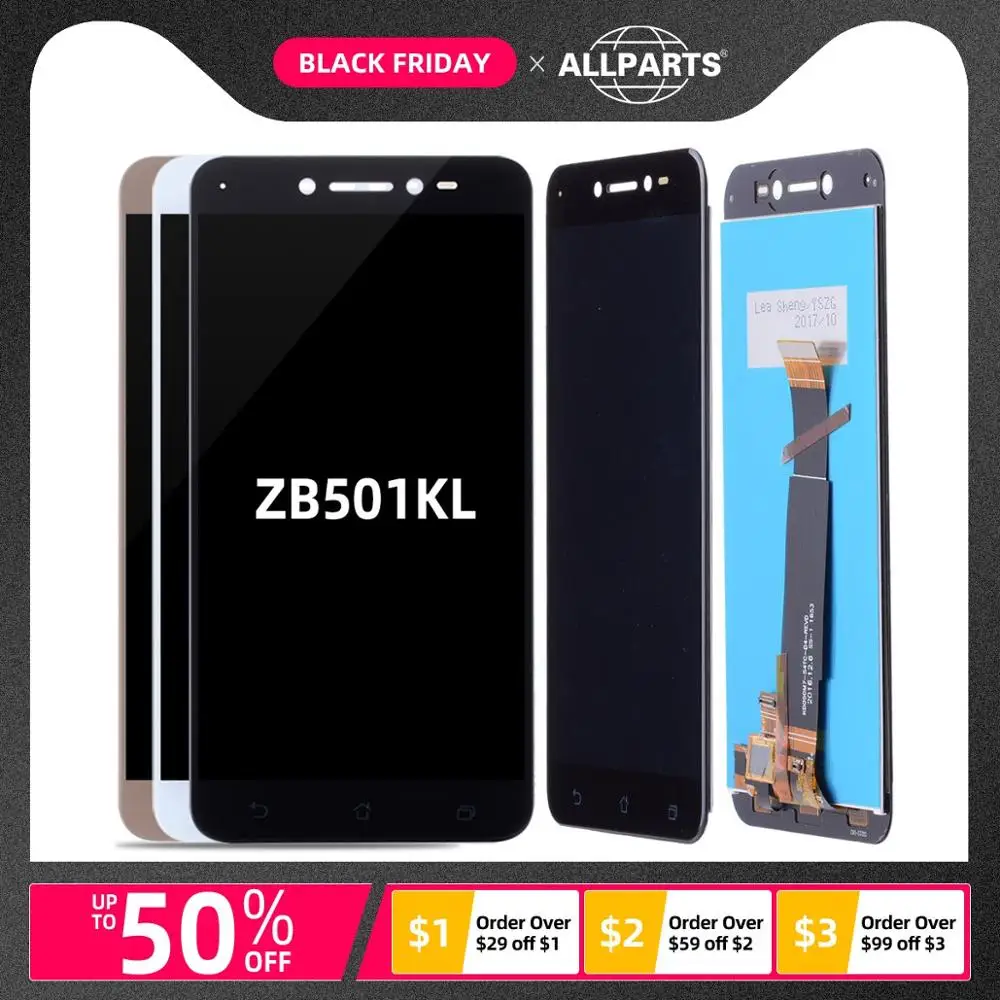 Дисплей для ASUS Zenfone Live ZB501KL LCD в сборе с тачскрином на рамке Оригинал черный