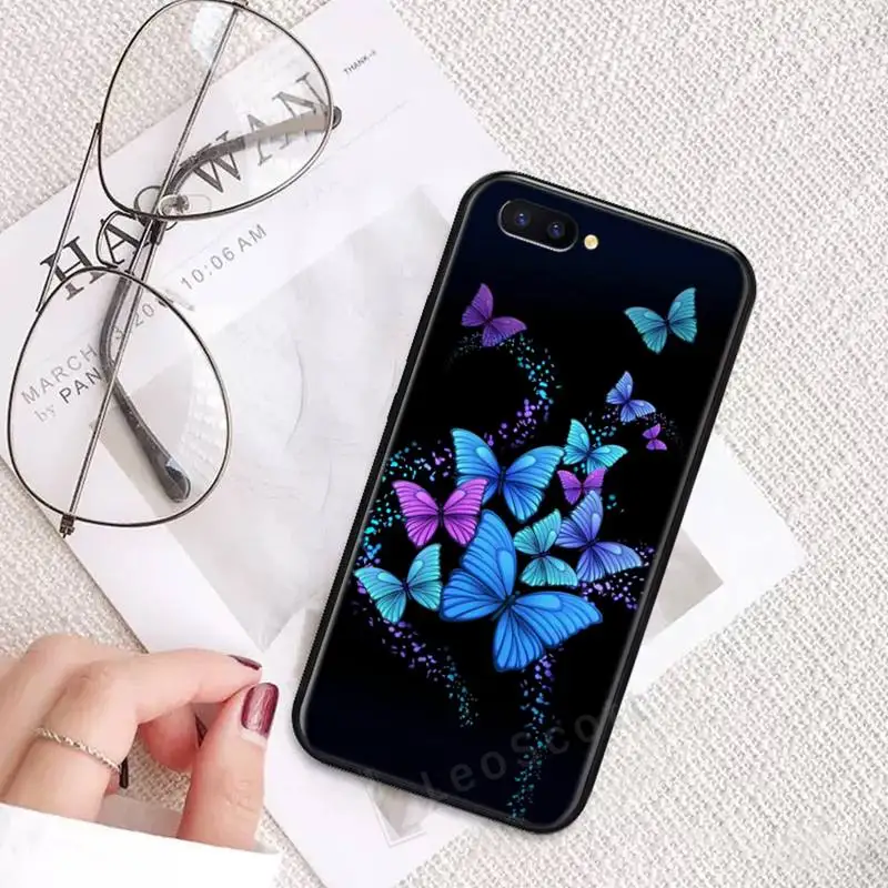 

Butterfly blue night Phone Case For OPPO R9 R11 R15 R17 RENO Realme S PLUS Normal 2z 3 5 C2 pro cover funda shell