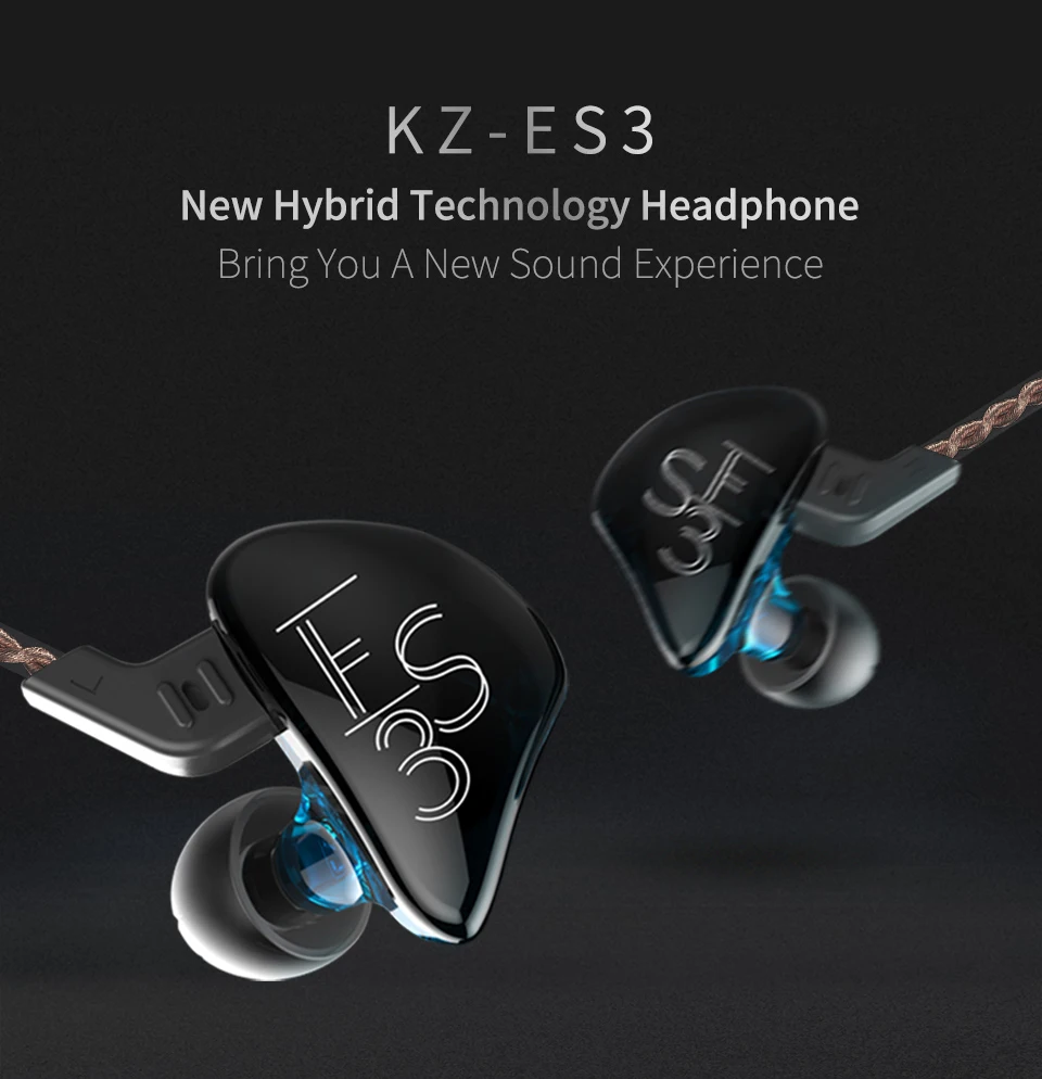 KZ ES3 1DD+ 1BA Hifi спортивные наушники-вкладыши Динамический драйвер шумоподавление Гарнитура замена кабеля ZS10 ES4