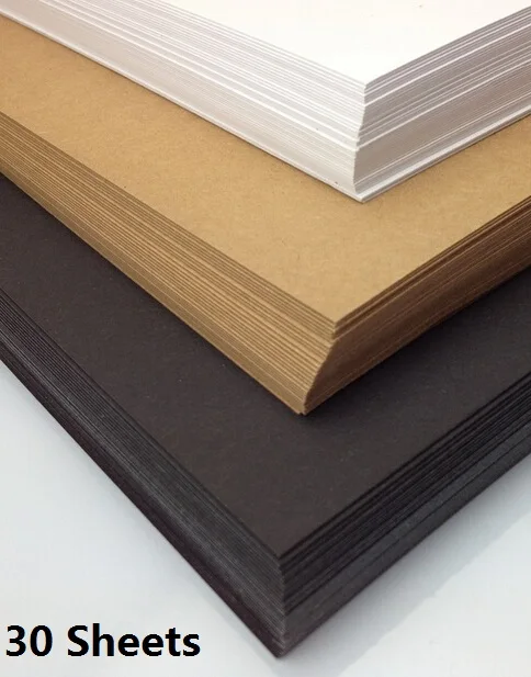 Матовая картонная бумага формата А4 белая/крафт бумага/черная 230 г/м2 карточка для