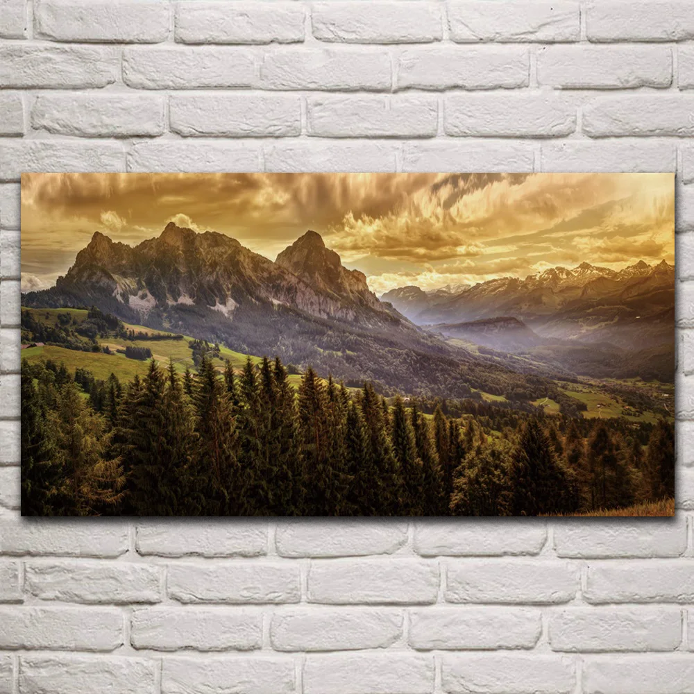 

Great Mountains clouds Forests Scenery Nature fabric posters on wall picture home living room decoration art KQ821