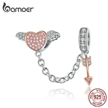 BAMOER, 925 пробы, серебряная стрела купидона, сердце, крыло, любовь, подвеска, цепь для женщин, змея, амулеты, браслет, сделай сам, ювелирное изделие SCC1208