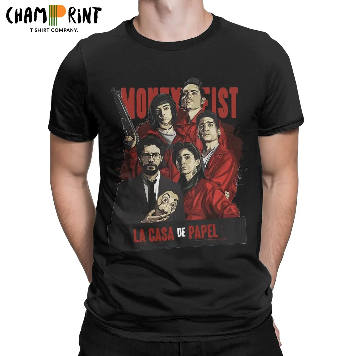 

Money Heist Professor Men's T Shirts House of Paper Unique Tees Short Sleeve Crewneck T-Shirt 100% Cotton Summer Clothing