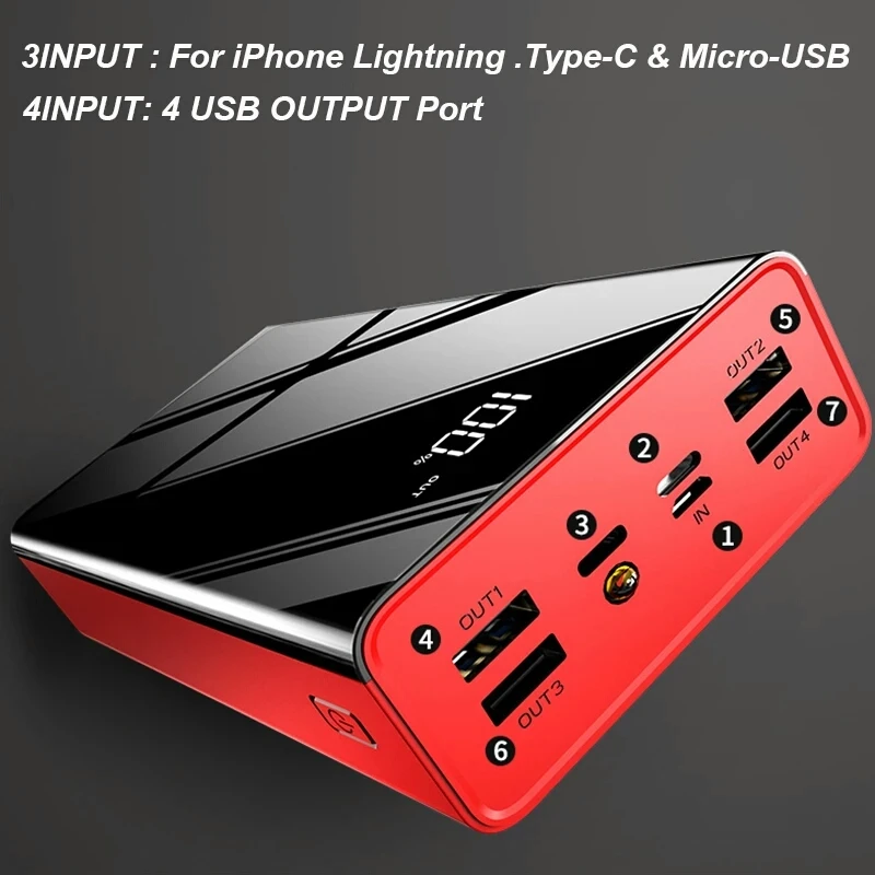 Внешний аккумулятор с зеркальсветодиодный дисплеем 40000 мАч а|Внешние