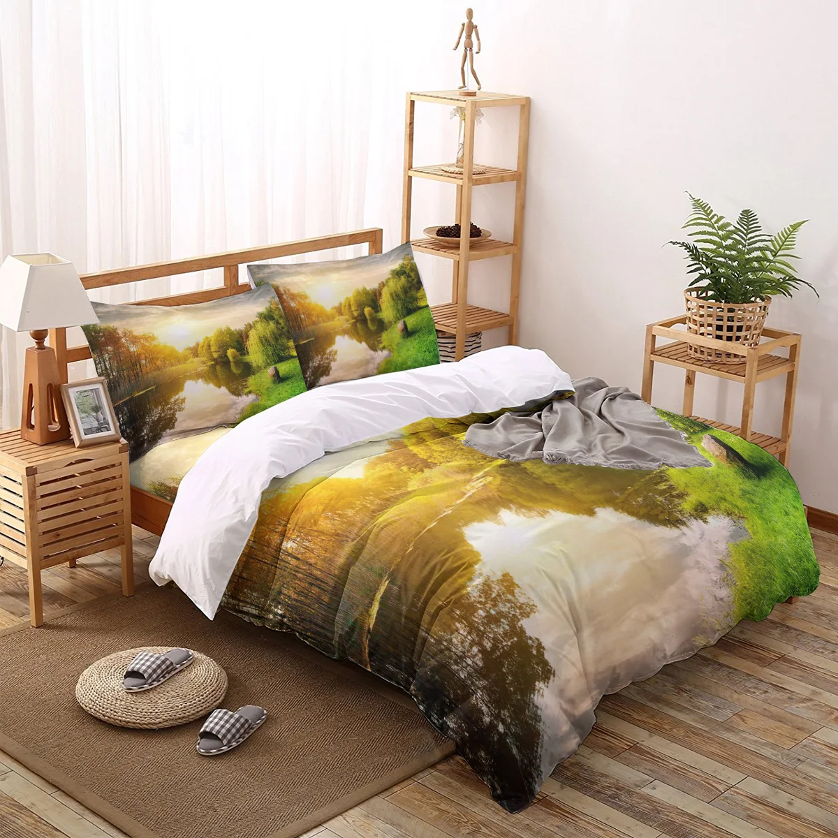 

Natural Scenery Printed Bedding Set Queen King Size Soft Fashion Duvet Cover Bed Sheet Set Fitted Sheet Pillowcase