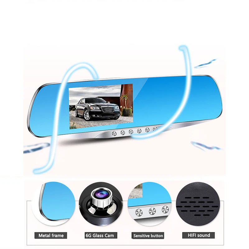 Семейный Автомобильный видеорегистратор камера 4 3 дюйма Автомобильное зеркало