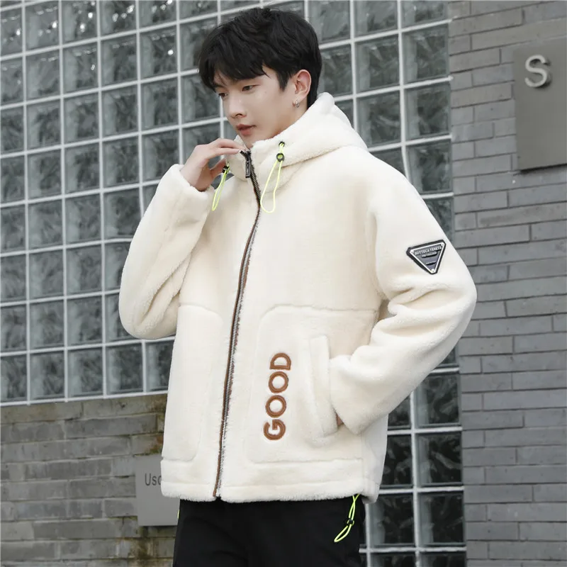 

Winter Cashmere Coat Men's Thickened Stand Collar Cotton Clothes Cotton Clothes Men's Fit Leisure Granular Cashmere