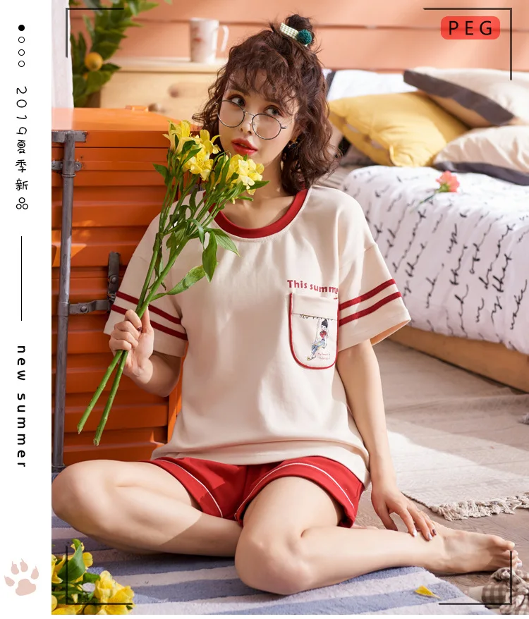 Молодая девушка одежда для сна комплекты одежды для досуга с принтом весеннее тонкое платье с короткими рукавами, женская пижама с рисунками кактусов Пижама; домашние тапочки; милая домашняя одежда
