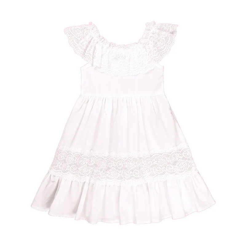

Children Clothing 2021 Spring Summer New Sweet Sleeveless Lace Neckline Baby Girl Princess Dress for Girls Dress 2-7 Years