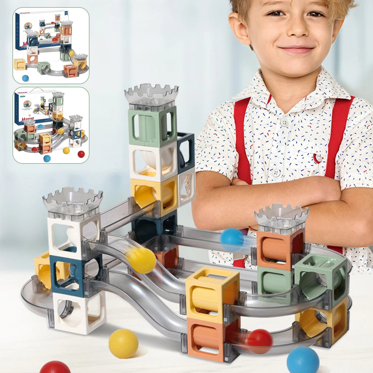 

New Magnetic Sheet Building Block Designer Magnet Maze Race Run Ball Marble Track Funnel Slide Brick Education DIY Children Toys