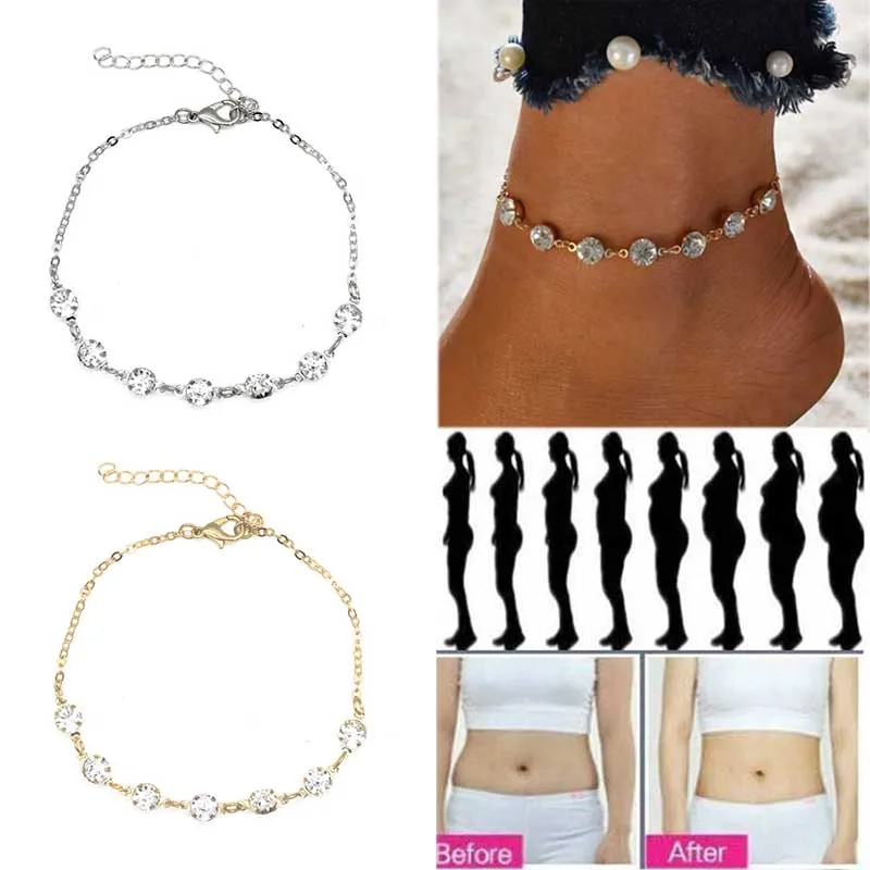 Fashion Crystal Bracelet Gold and Silver Weight Loss Magnetic Therapy Ankle Products Slimming Health Jewelry | Красота и здоровье