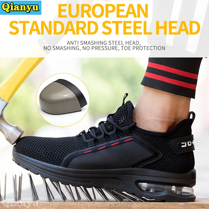 

2021 Adult Work Boots Steel ToeMen Safety BootsWork Safety Shoes Men Boots Fashion Work Sneakers Male Shoes