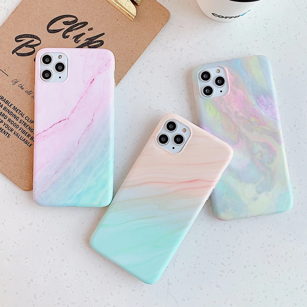 LOVECOM винтажный градиентный цветной мраморный чехол для телефона для iPhone 11 Pro Max XR XS Max 6 6S 7 8 Plus X Матовый Мягкий IMD чехол-накладка