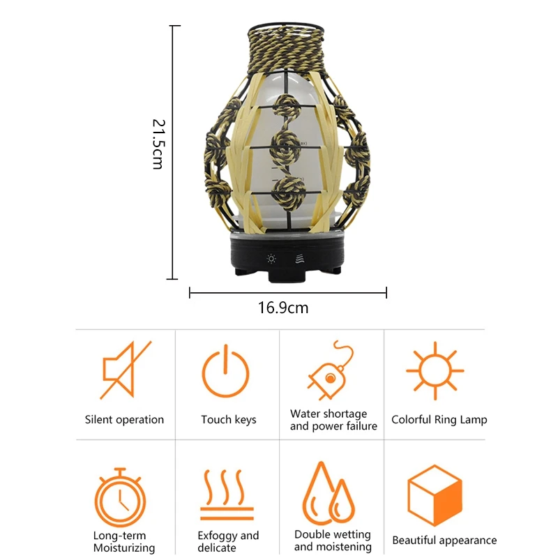 HOT!Essential Oil Diffuser Wrought Iron Hollow 7 Colors LED Night Light Air Humidifier 120Ml with Water and Power Failure Protec | Бытовая