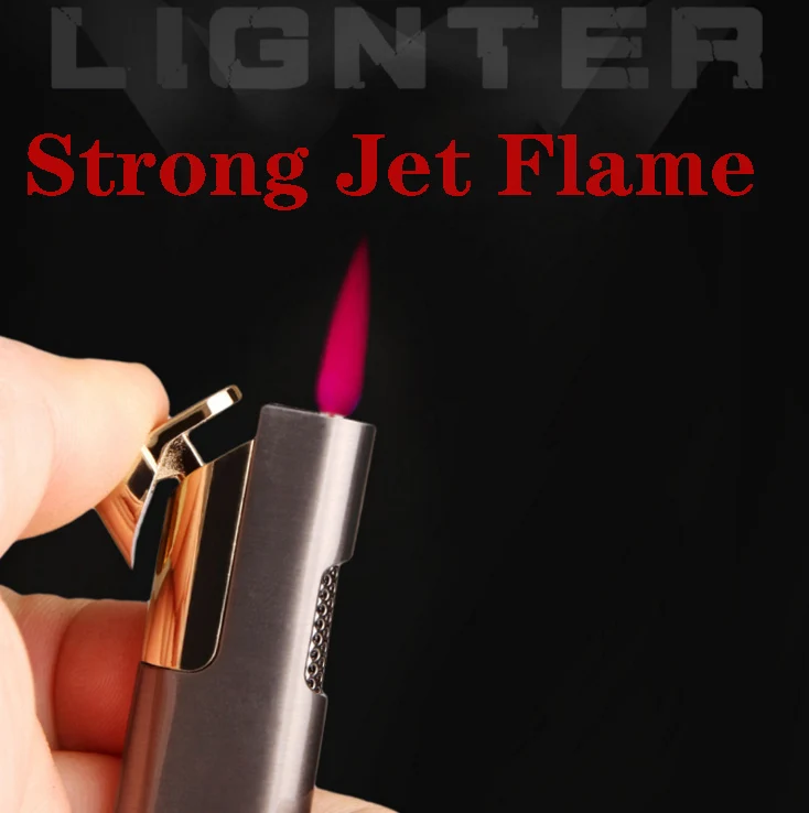 Металлическая Бутановая газовая Зажигалка Ветрозащитная ультра тонкая Мини