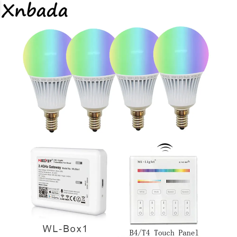 MiBoxer светодиодные лампы E14 5 Вт RGB + CCT светодиодная лампа 2 4 г IOS Andriod APP Wi Fi IBox