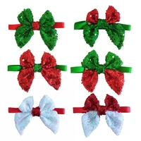 3050pcs red green dog ties pet cat neckties accessories adjustable shining bowknot puppy dog holiday grooming products supplies