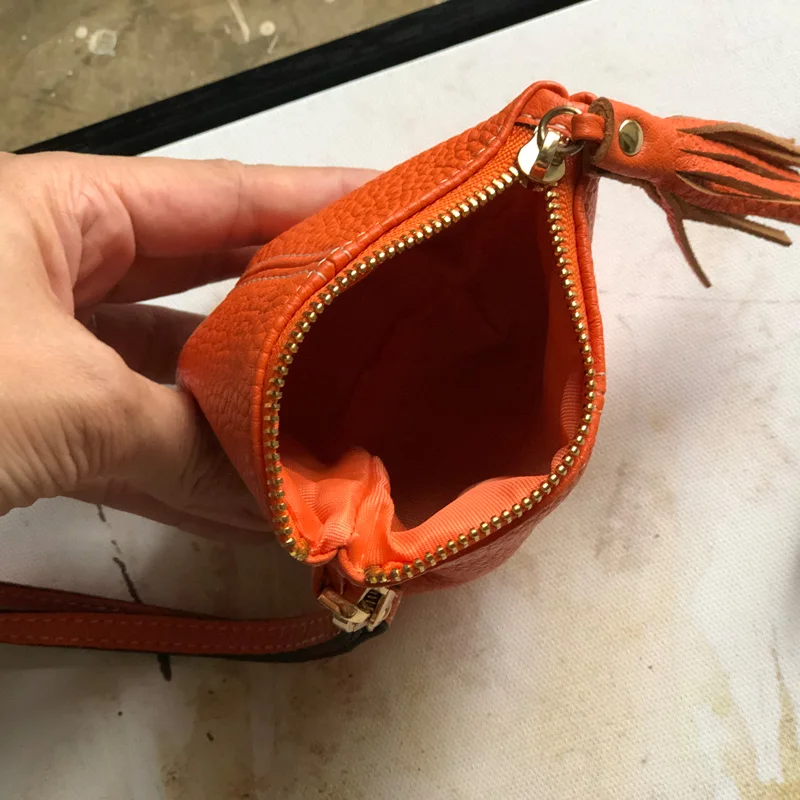 Мини кошелек с милым карманом дамская сумочка кожаный короткий на молнии для