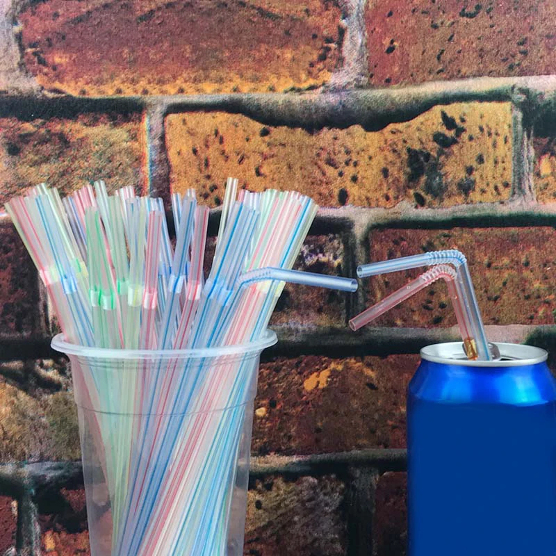 

Гибкий Пластик соломинки полосатые мульти Цветной не содержащего бисфенол-одноразовая соломка Ассорти продвижение