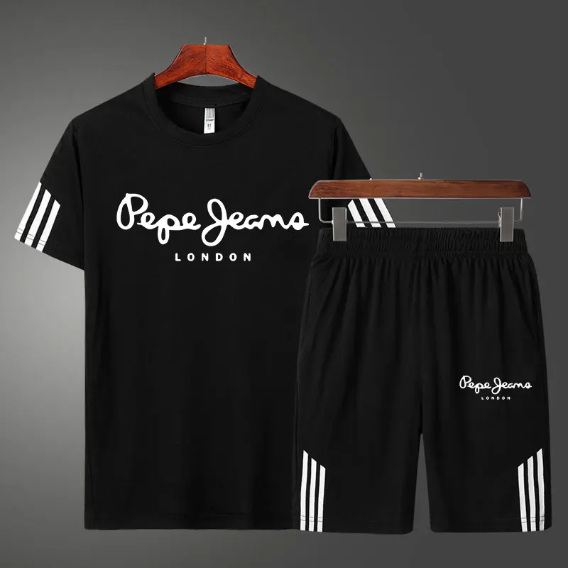 

New summer running short sleeve shorts men's jogging fitness shorts fast drying men's Gym men's shorts fitness training suit
