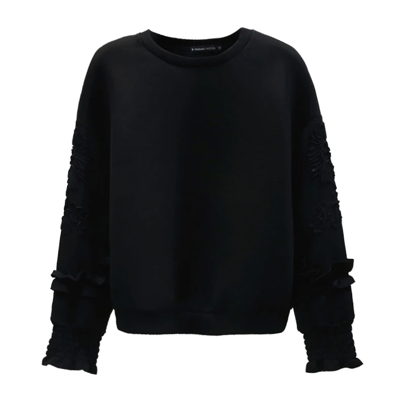 

Heavy Industry Wooden Ear Flower Sleeve Hoodie Coat Women's Sweatshirt 2020 New Autumn Loose Casual Pullover Tops Girls Hoodies