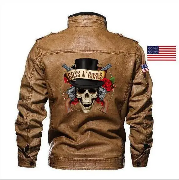 Кожаная куртка Goatskin Guns N'Roses тонкая кожаная мужская рок группы брендовая одежда +
