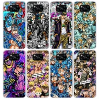 anime jojo adventure phone case for xiaomi poco x3 nfc m3 f3 f1 mi note 10 pro 9 8 cc9 11 lite 9t 10t 11t a3 soft tpu back cover